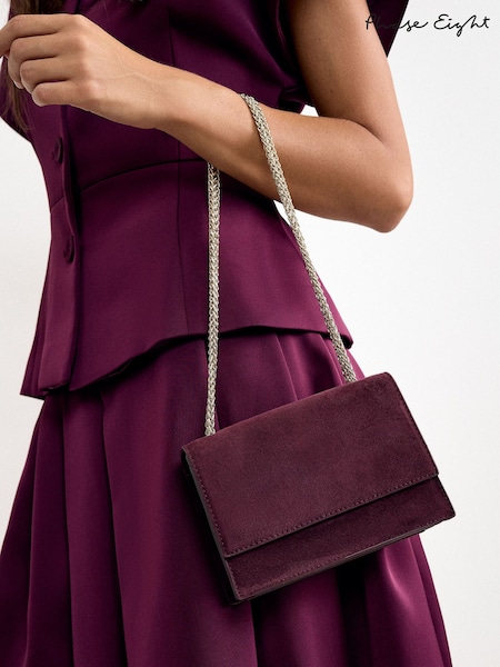 Red - Phase Eight Suede Handle Clutch