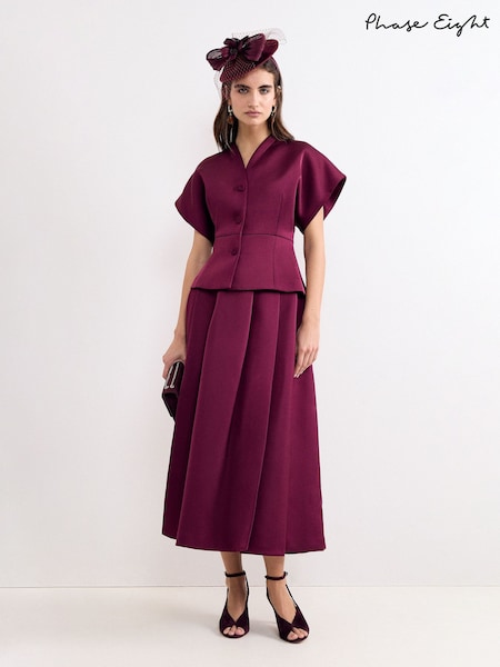 Red - Phase Eight Sally Pleated Skirt