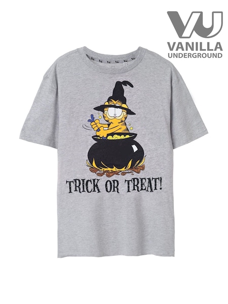 Grey - Regular Vanilla Underground Garfield Trick Or Treat Short Sleeved T-shirt