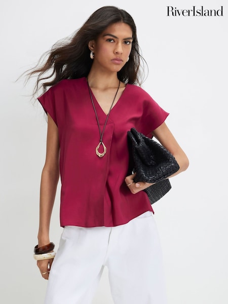 Red - River Island Cupro Sleeveless Top
