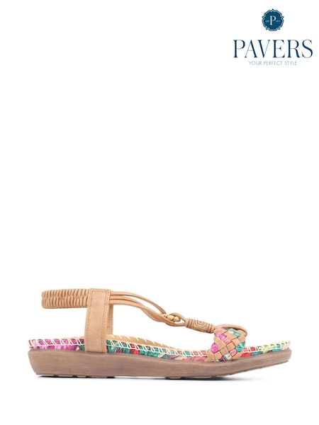 Pavers Brown Flat Strappy Sandals (895906) | £30
