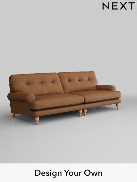 Antiqued Leather/Light Tan Brown Erin Buttoned Back Leather Deep Sit (895909) | £2,299