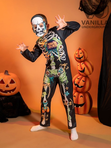 Black - Vanilla Underground Skeleton Costumes Set 2 Piece