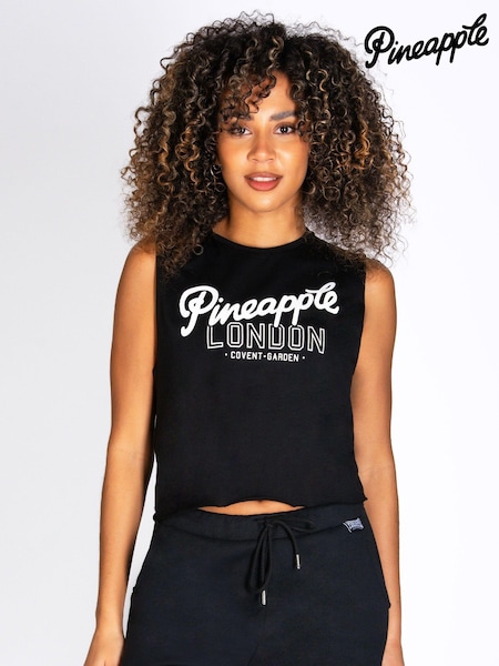 Pineapple Black Womens 100% Cotton Sleeveless Vest (896492) | £18