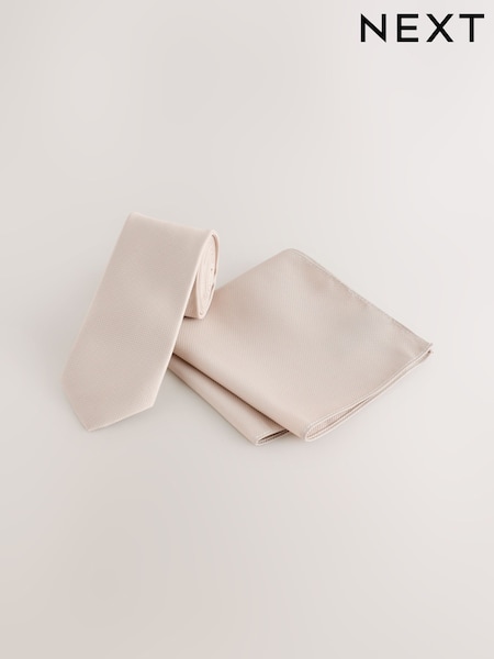 Neutral - Regular Tie And Pocket Square Set