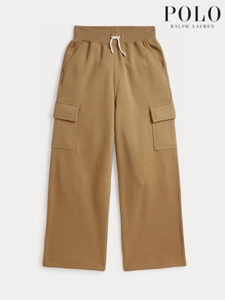 Natural - Polo Ralph Lauren Logo Wide Leg Jersey Joggers