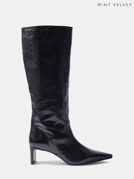 Black - Mint Velvet Miley Leather Knee High Boots