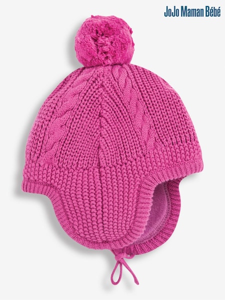 JoJo Maman Bébé Fuchsia Cosy Cable Knitted Hat (900687) | £12