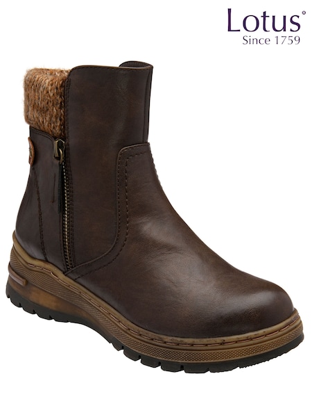 Brown - Lotus Waterproof Ankle Boots