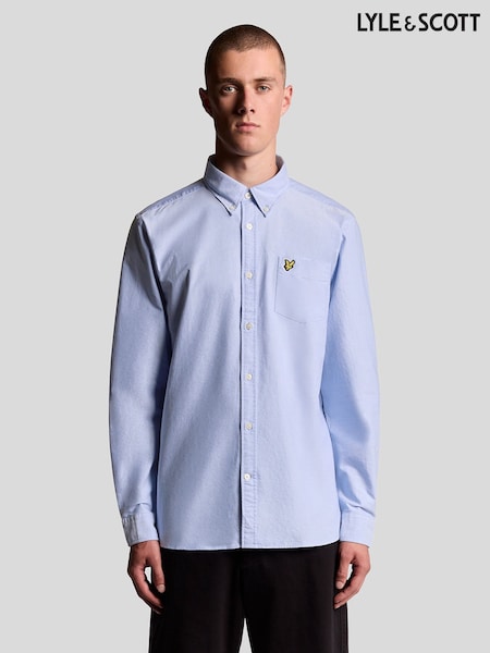 Blue - Regular Lyle & Scott Plain Oxford Shirt