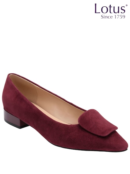 Red - Lotus Suede Block Heel Shoes