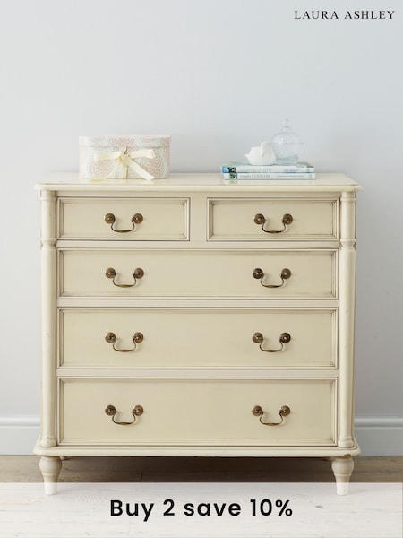 Laura Ashley Ivory Clifton Chest of 5 Drawer Drawers (901384) | £825