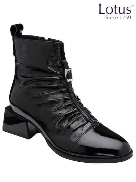 Black - Lotus Zip-up Ankle Boots