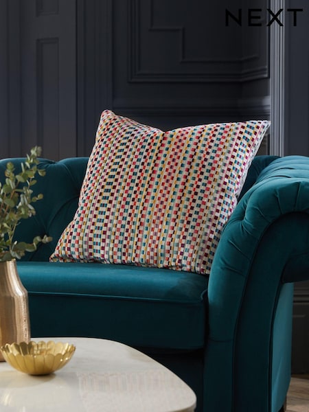 Multi Bright 59 x 59cm Cut Velvet Multi Stripe Cushion (901846) | £36