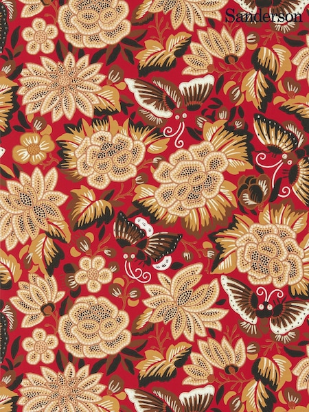 Sanderson Red Amar Butterfly 10.05M Wallpaper (902051) | £132