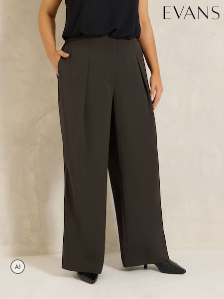 Brown - Evans Pleated Front Trousers