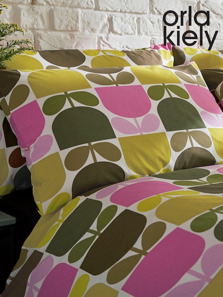Orla Kiely Green Multi Block Stem 100% Cotton Pillowcases (903044) | £20
