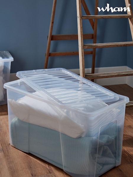 Wham Set of 2 Clear Crystal 110L Plastic Storage Box & Lid (904658) | £38