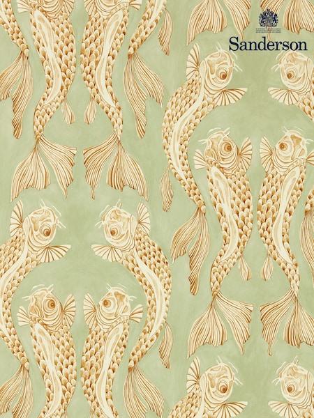 Sanderson Green Voyaging Koi 10.05M Wallpaper (904813) | £144