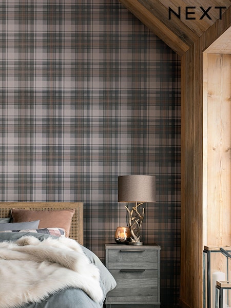 Grey Alpine Lodge Check 10M Wallpaper (905460) | £34
