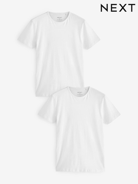 White Slim Fit 100% Cotton Layering T-Shirts 2 Pack (905709) | £15