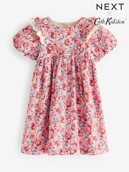 Cath Kidston Red Floral Lace Trim Dress (3mths-8yrs) (906080) | £19 - £25