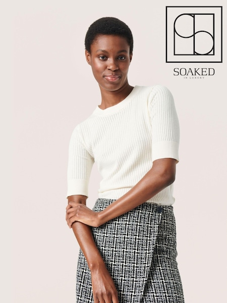 Soaked in Luxury Spina Short Sleeve Rib Knit  Pullover T-shirt (907170) | £50