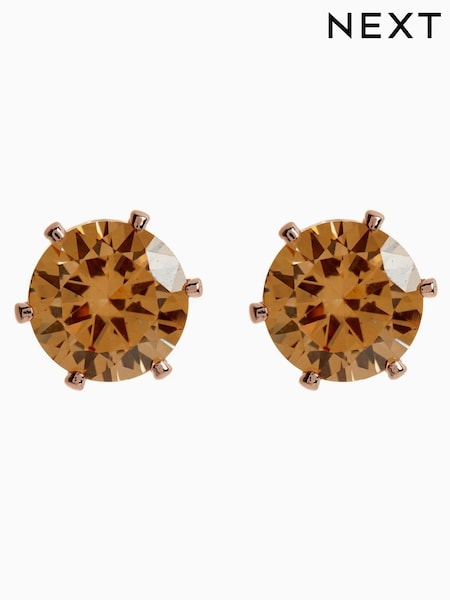 Rose Gold Cubic Zirconia Large Stud Earrings (907334) | £5