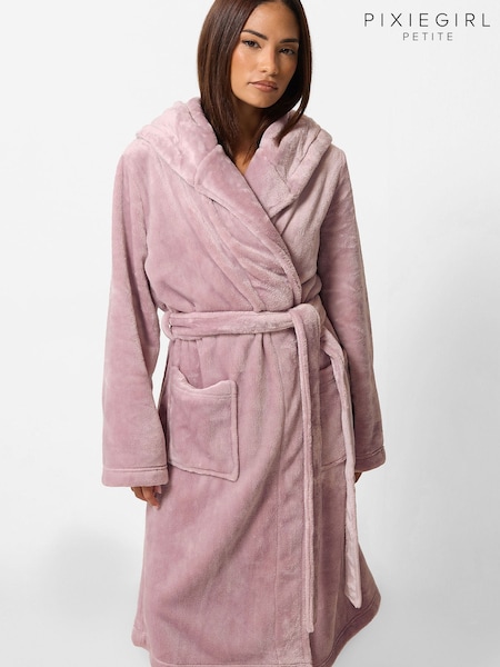 Pink - Pixiegirl Petite Super Luxe Regular Hooded Robe