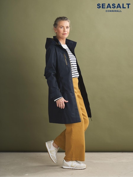 Seasalt Cornwall Blue Petite Coverack Waterproof Coat (907647) | £155