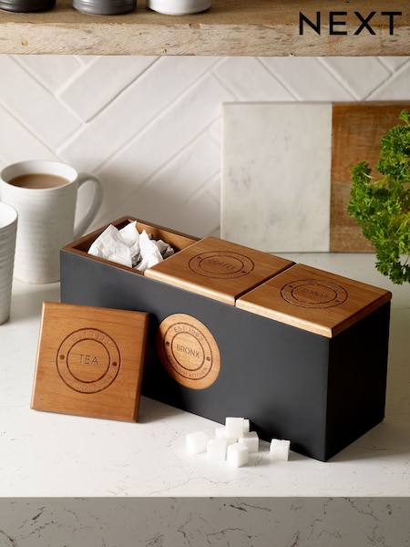 Wood/Black Bronx Single Storage Jar (908446) | £30