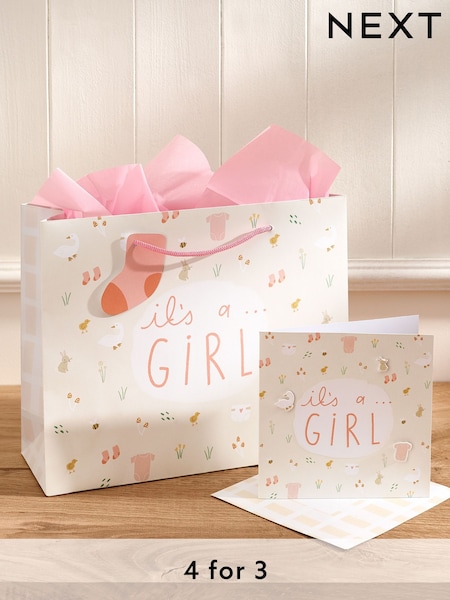 Pink Baby Icons Gift Bag and Card Set (908525) | £4.50