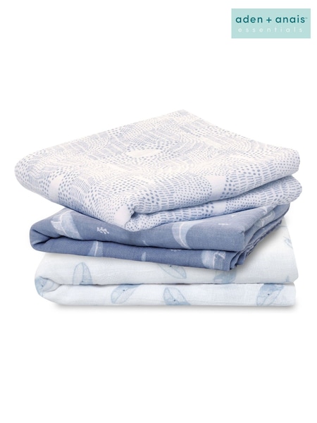 aden + anais Blue Cotton Muslin Squares 3 Pack (908896) | £23