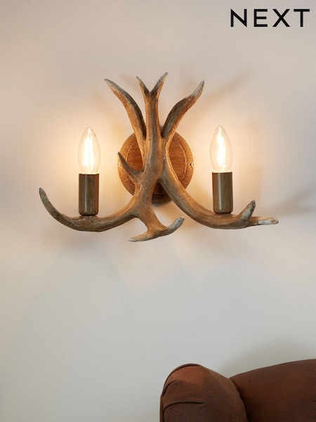 Natural Antler 2 Light Wall Light (909567) | £45