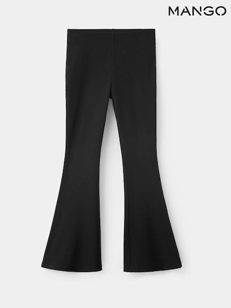 Black - Mango Ribbed Flared Leggings
