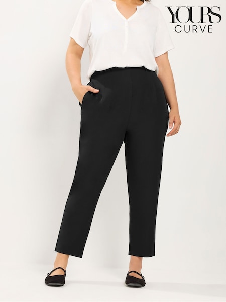 Black - Yours Curve Darted Waist Trousers