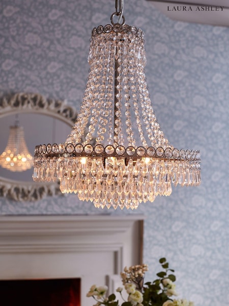 Laura Ashley Chrome Enid Cut Glass Chandelier Light (912454) | £299