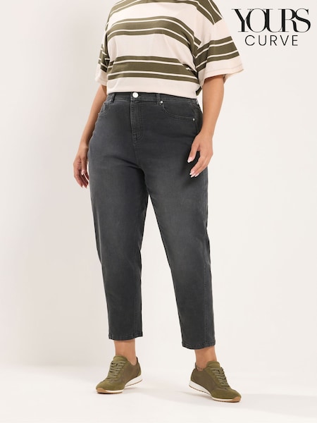 Black - Yours Curve Cotton Blend Barrel Leg Jeans