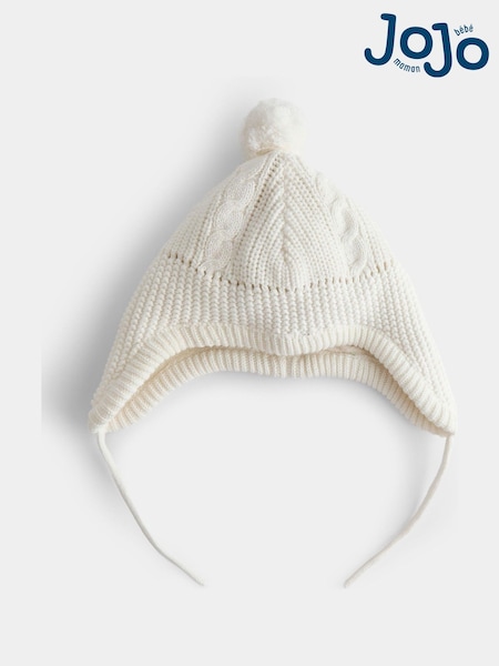 Natural - Jojo Maman Bébé Pom Pom Cable Hat