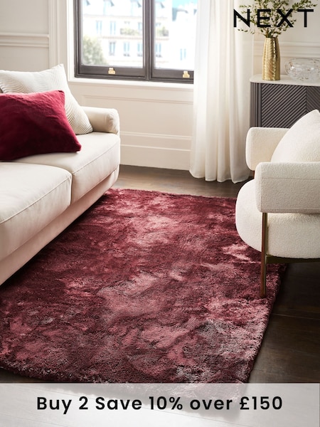 Dark Red Collection Luxe Plush Rug (913740) | £65 - £285