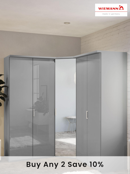 Wiemann Grey Peyton Corner Mirror Semi-Fitted Wardrobe (913761) | £565