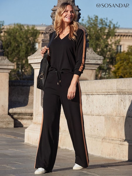 Black - Sosandar Side Stripe Jumper
