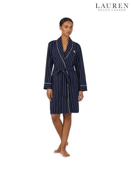 Blue - Lauren Ralph Lauren Cotton Shawl Collar Robe
