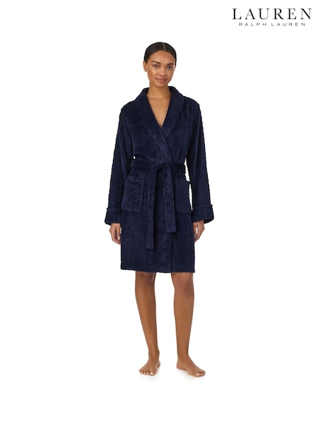 Blue - Lauren Ralph Lauren Short Fleece Robe