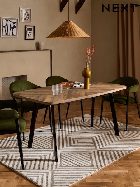 Dark Bronx Chevron Oak Effect 6 to 8 Seater Extending Dining Table (914903) | £525