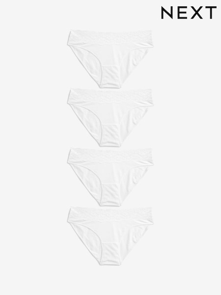White High Leg Lace Knickers 4 Pack (914981) | £16