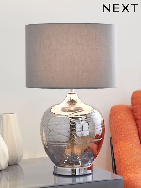 Smoke Grey Drizzle Table Large Lamp (916306) | £75