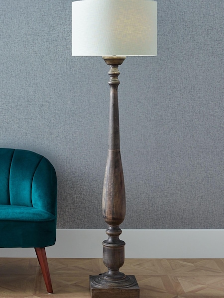 Pacific Grey Alia Grey Wash Turned Mango Wood Floor Lamp (916381) | £270