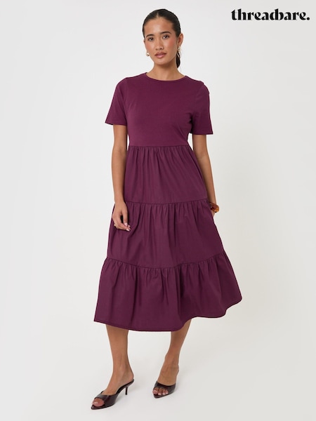 Purple - Threadbare Tiered Midaxi Dress