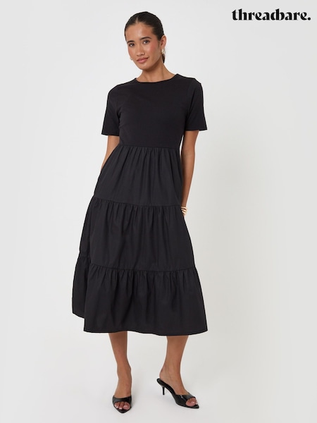 Black - Threadbare Tiered Midaxi Dress